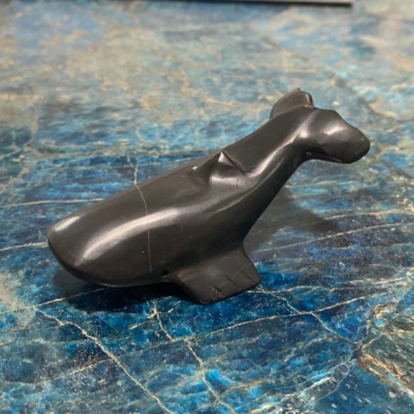 Black Marble Whale Carving, Hand Carved Whale, Ocean Decor, Beach House Decor - Picture 1 of 5
